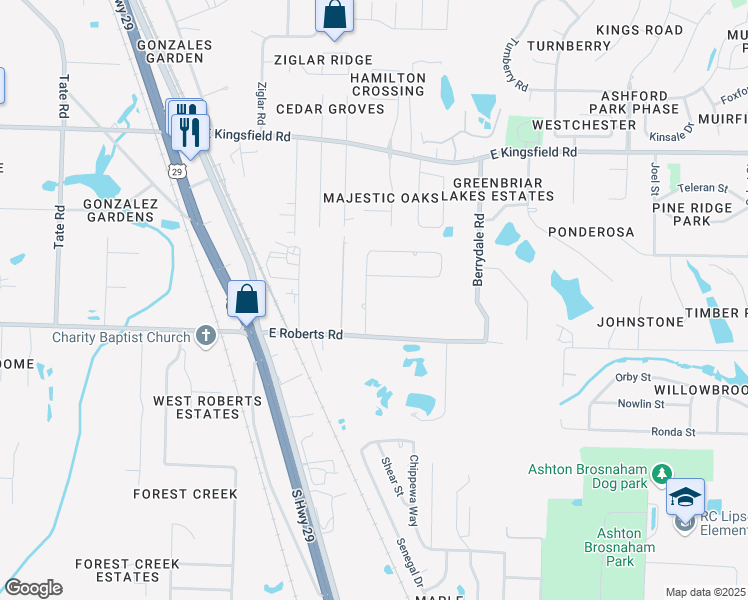 map of restaurants, bars, coffee shops, grocery stores, and more near 1996 North Roberts Circle in Pensacola