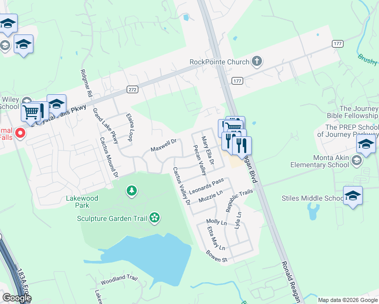 map of restaurants, bars, coffee shops, grocery stores, and more near 1932 Pecan Valley Drive in Leander