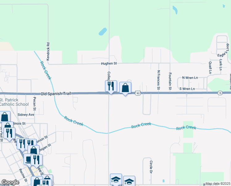 map of restaurants, bars, coffee shops, grocery stores, and more near 19039-19055 Old Spanish Trail in Robertsdale
