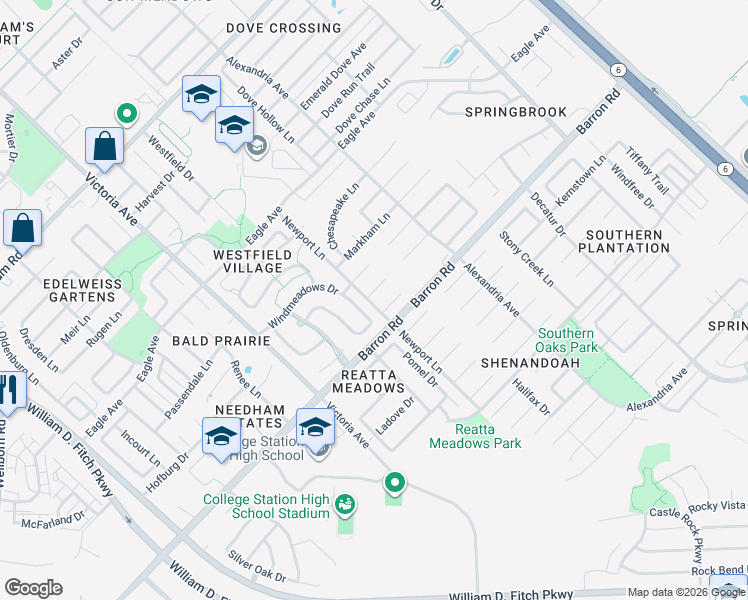 map of restaurants, bars, coffee shops, grocery stores, and more near 1100 Tyler Ct in College Station