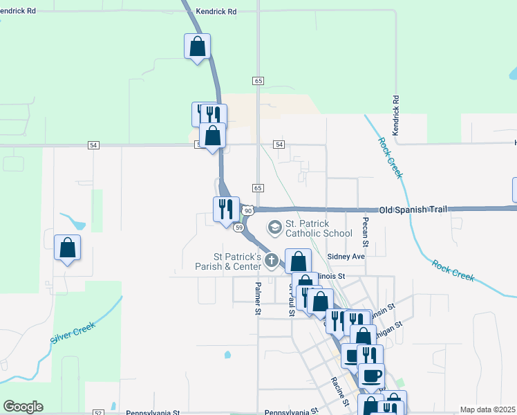 map of restaurants, bars, coffee shops, grocery stores, and more near 23280 Co Road 65 in Robertsdale