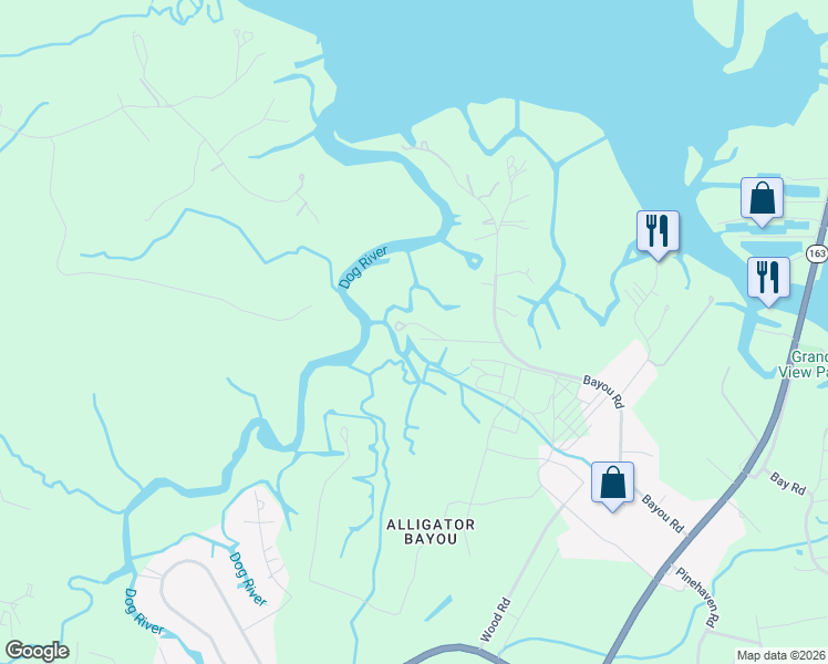 map of restaurants, bars, coffee shops, grocery stores, and more near 2763 Gator Road in Mobile