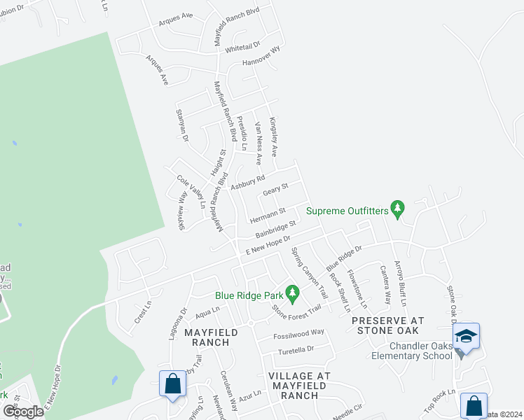 map of restaurants, bars, coffee shops, grocery stores, and more near 4005 Geary Street in Round Rock