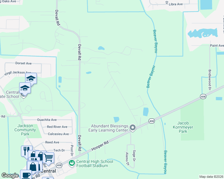map of restaurants, bars, coffee shops, grocery stores, and more near 12531 Roundsaville Road in Baton Rouge
