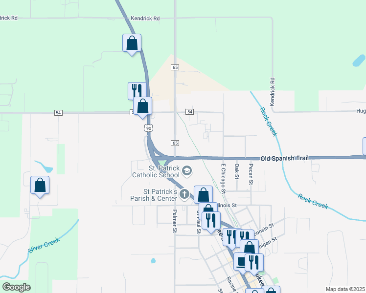 map of restaurants, bars, coffee shops, grocery stores, and more near 23280 Co Road 65 in Robertsdale