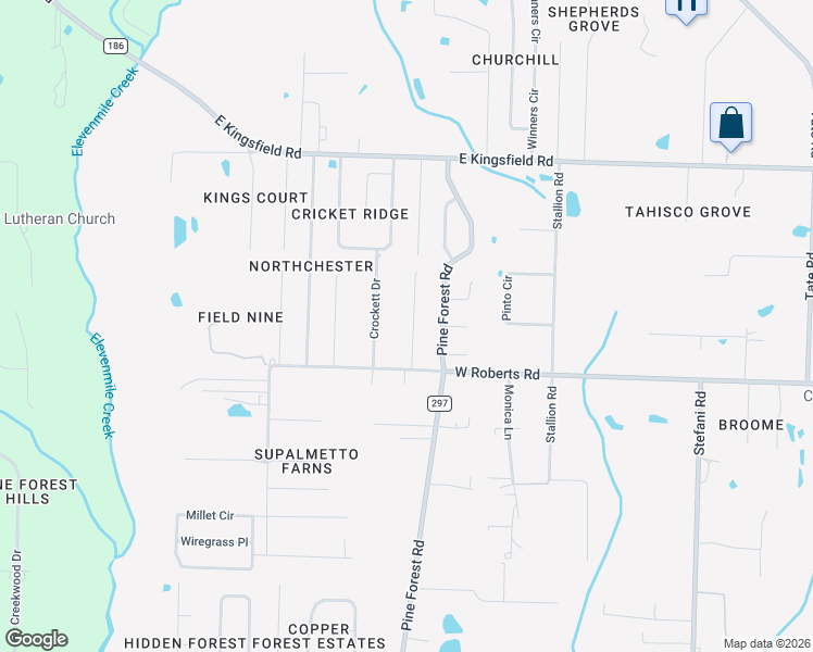 map of restaurants, bars, coffee shops, grocery stores, and more near 2555 Fiddlers Circle in Cantonment