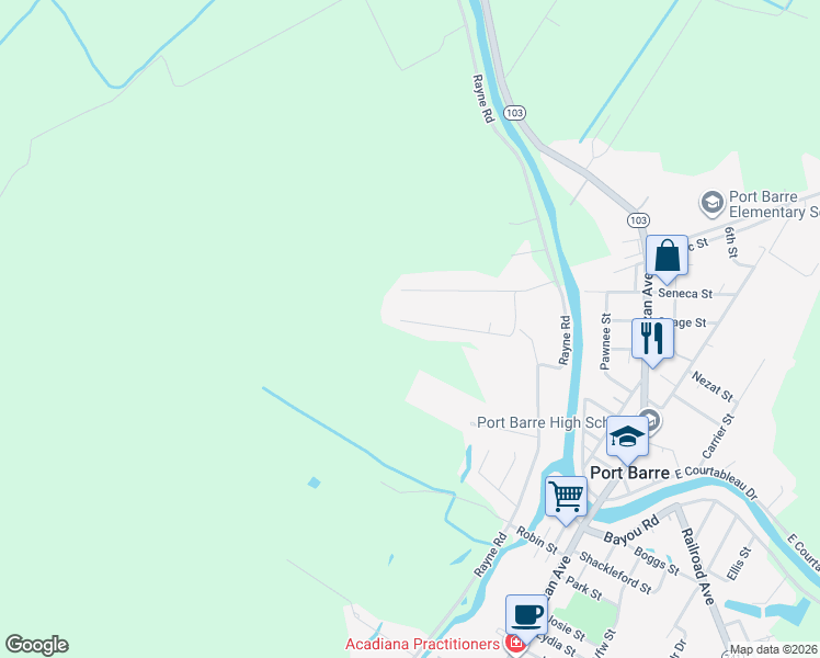 map of restaurants, bars, coffee shops, grocery stores, and more near 261 Bellanise Road in Port Barre
