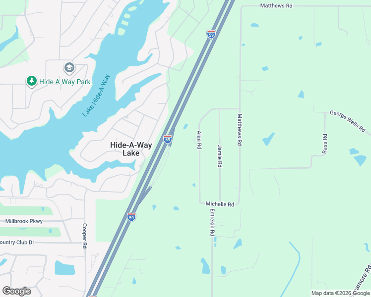map of restaurants, bars, coffee shops, grocery stores, and more near 43 Alan Road in Carriere