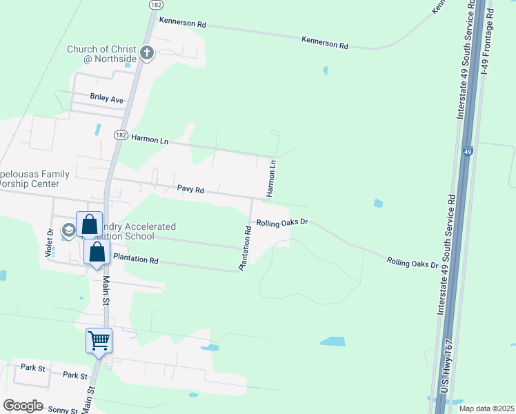 map of restaurants, bars, coffee shops, grocery stores, and more near 390 Par Road 1-15 in Opelousas