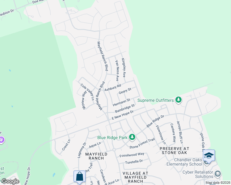 map of restaurants, bars, coffee shops, grocery stores, and more near 3717 Ashbury Road in Round Rock