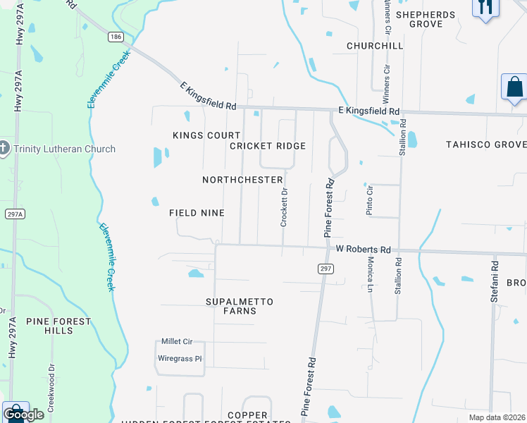map of restaurants, bars, coffee shops, grocery stores, and more near 2332 Brightview Place in Gonzalez