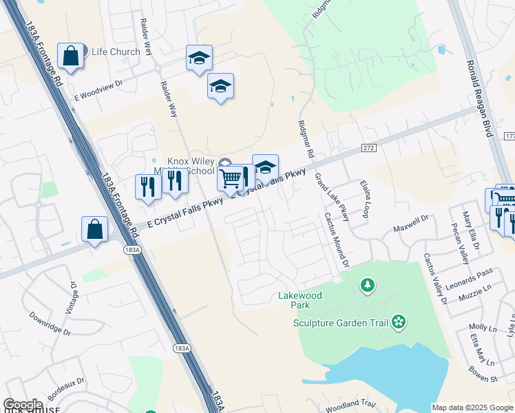 map of restaurants, bars, coffee shops, grocery stores, and more near 1660 Artesian Springs Xing in Leander
