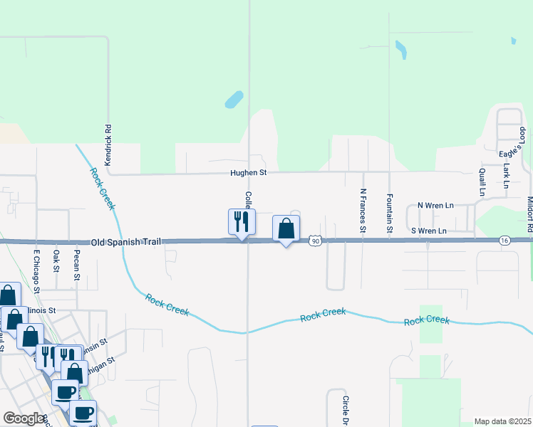 map of restaurants, bars, coffee shops, grocery stores, and more near 23330 College Avenue in Robertsdale