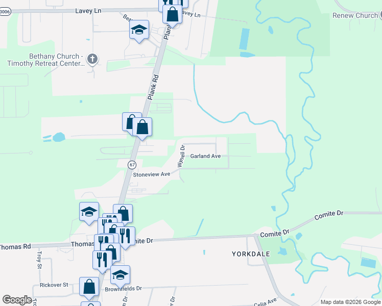 map of restaurants, bars, coffee shops, grocery stores, and more near 6431 Garland Avenue in Baker