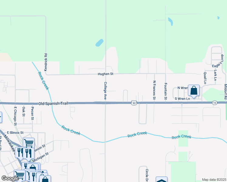 map of restaurants, bars, coffee shops, grocery stores, and more near 23330 College Avenue in Robertsdale