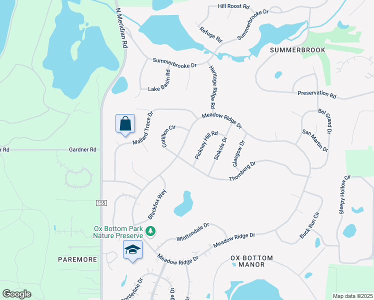 map of restaurants, bars, coffee shops, grocery stores, and more near 586 Meadow Ridge Dr in Tallahassee
