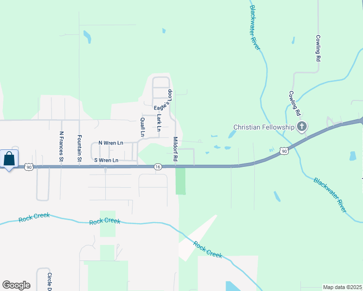 map of restaurants, bars, coffee shops, grocery stores, and more near 20021 Eagle Lane in Robertsdale