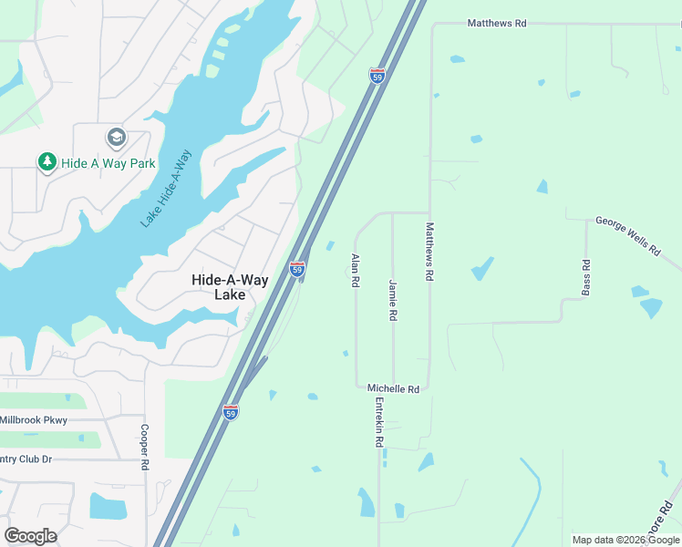 map of restaurants, bars, coffee shops, grocery stores, and more near 43 Alan Road in Carriere