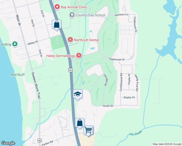 map of restaurants, bars, coffee shops, grocery stores, and more near 125 McIntosh Bluff Road in Fairhope