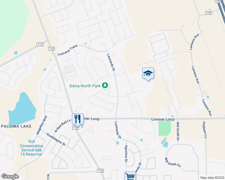 map of restaurants, bars, coffee shops, grocery stores, and more near 6813 Caterina Cove in Round Rock