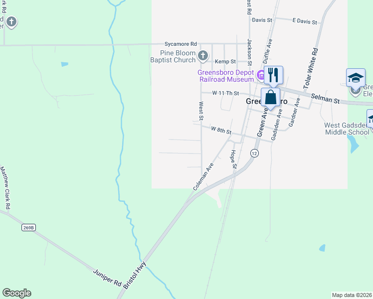 map of restaurants, bars, coffee shops, grocery stores, and more near 74 Hopkins Lane in Greensboro
