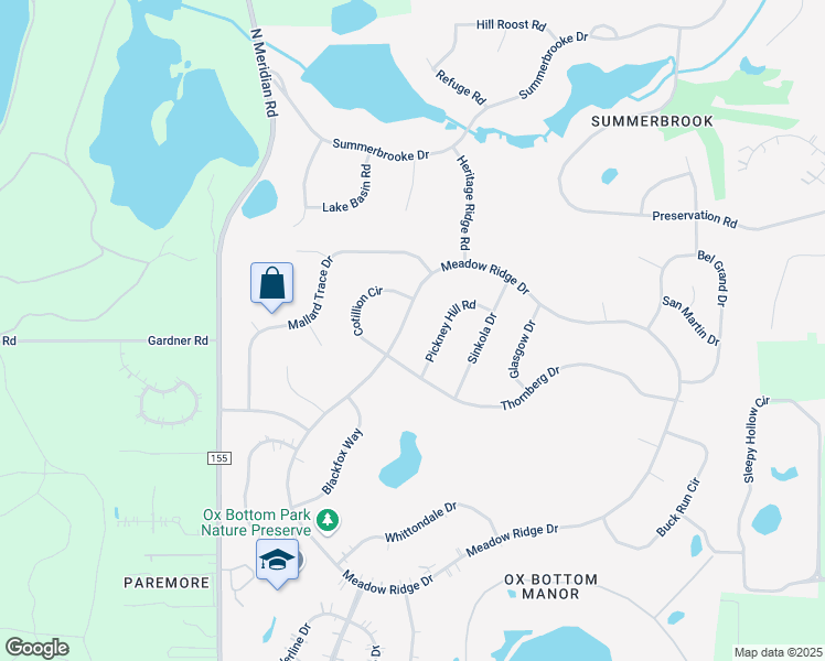 map of restaurants, bars, coffee shops, grocery stores, and more near 586 Meadow Ridge Drive in Tallahassee