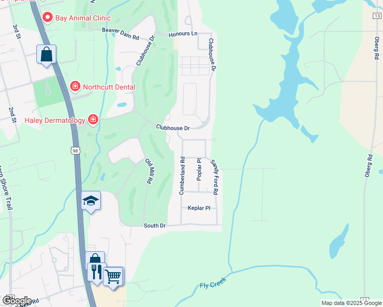 map of restaurants, bars, coffee shops, grocery stores, and more near 103 Sandy Ford Road in Fairhope