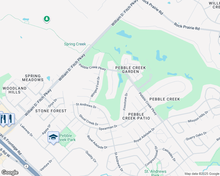 map of restaurants, bars, coffee shops, grocery stores, and more near 1007 Muirfield Village in College Station