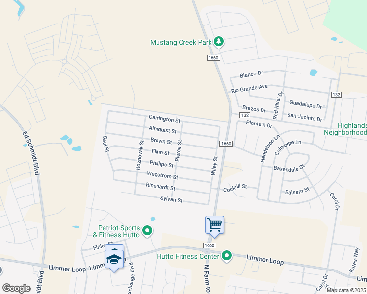 map of restaurants, bars, coffee shops, grocery stores, and more near 129 Brown Street in Hutto