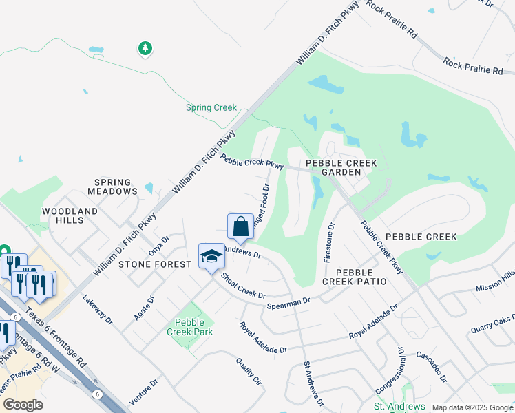 map of restaurants, bars, coffee shops, grocery stores, and more near 913 Winged Foot Drive in College Station