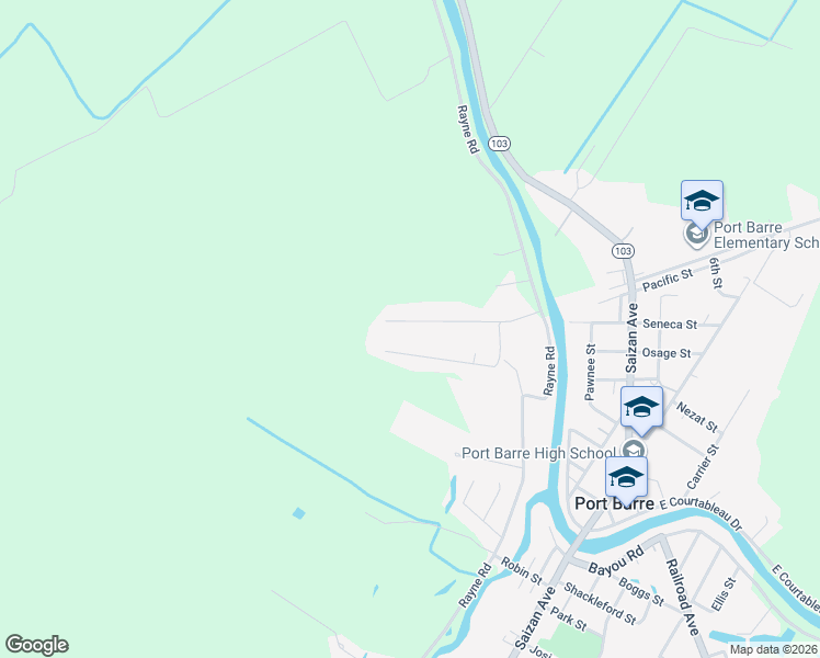 map of restaurants, bars, coffee shops, grocery stores, and more near 261 Bellanise Road in Port Barre
