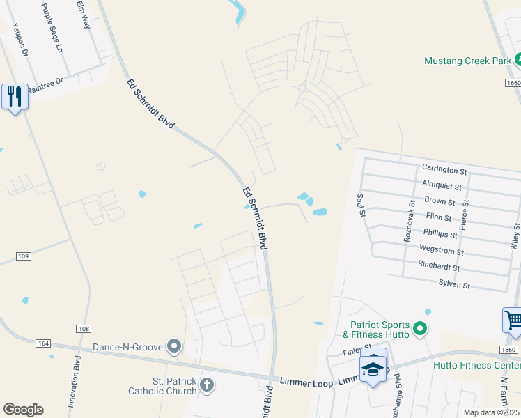 map of restaurants, bars, coffee shops, grocery stores, and more near 1798 County Road 119 in Hutto