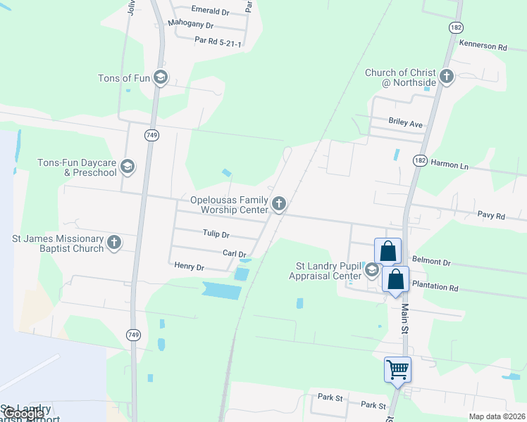 map of restaurants, bars, coffee shops, grocery stores, and more near 161 Compress Rd in Opelousas
