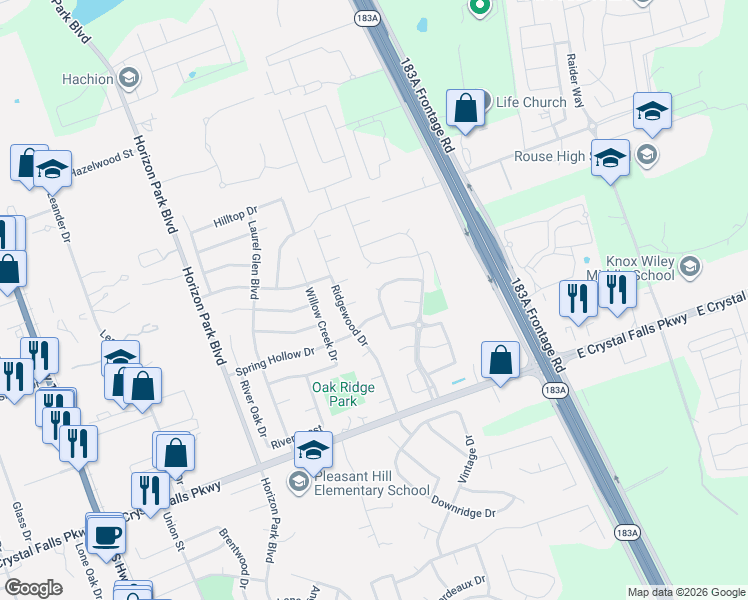 map of restaurants, bars, coffee shops, grocery stores, and more near 1001 Tulip Lotus Cove in Leander