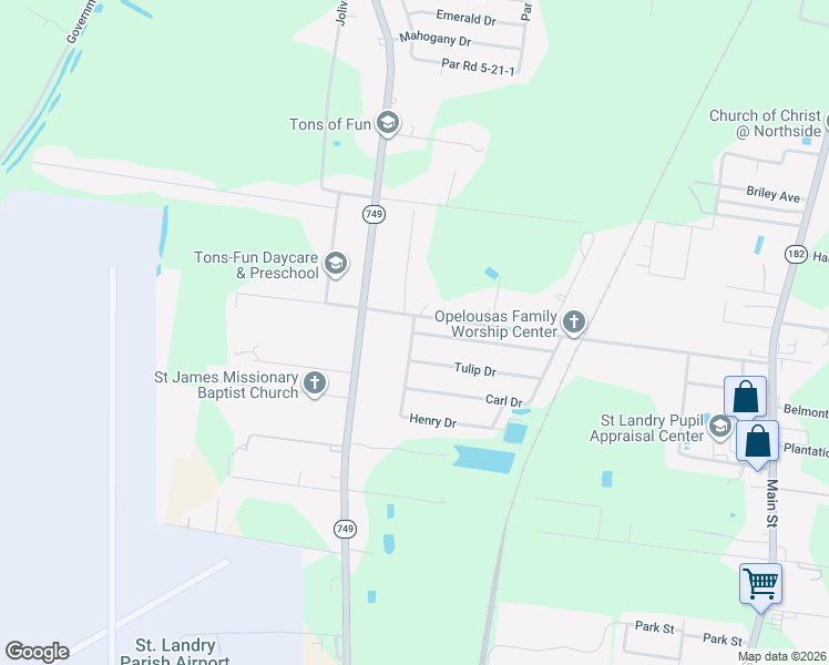 map of restaurants, bars, coffee shops, grocery stores, and more near 252 Percy Dr in Opelousas