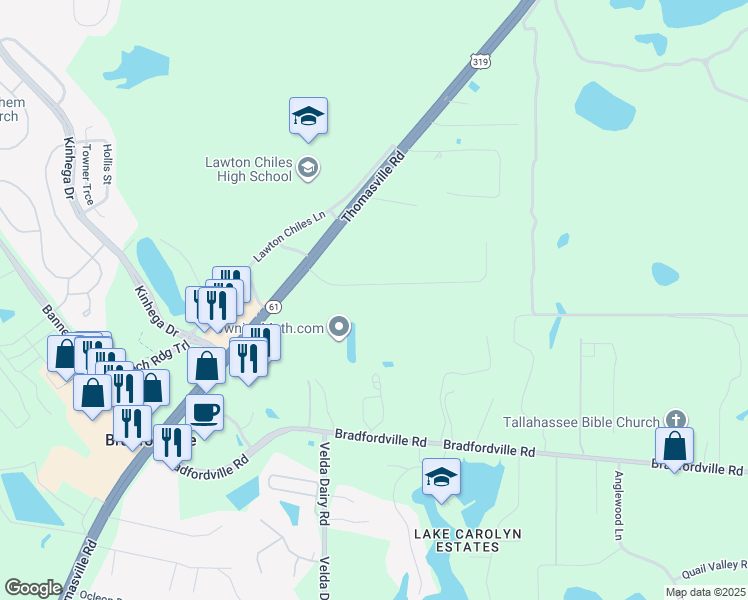 map of restaurants, bars, coffee shops, grocery stores, and more near 4286 Millwood Lane in Tallahassee