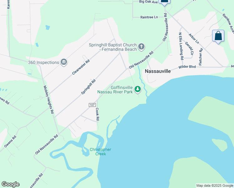 map of restaurants, bars, coffee shops, grocery stores, and more near 940842 Old Nassauville Road in Fernandina Beach