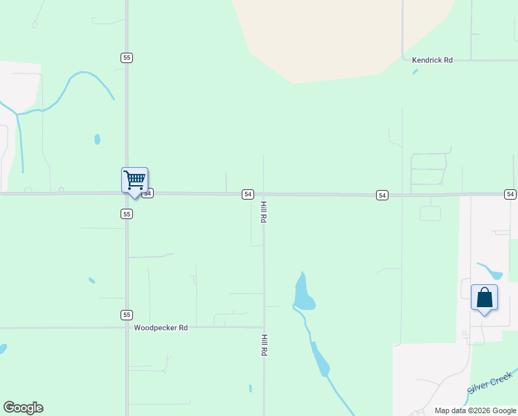 map of restaurants, bars, coffee shops, grocery stores, and more near 23443 Hill Road in Silverhill