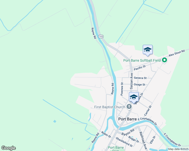 map of restaurants, bars, coffee shops, grocery stores, and more near 184 Bellanise Road in Port Barre