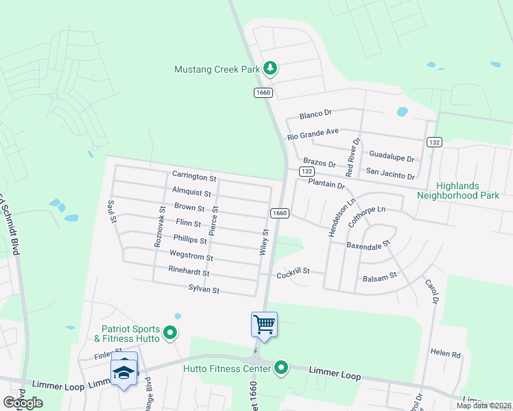 map of restaurants, bars, coffee shops, grocery stores, and more near 112 Almquist Street in Hutto