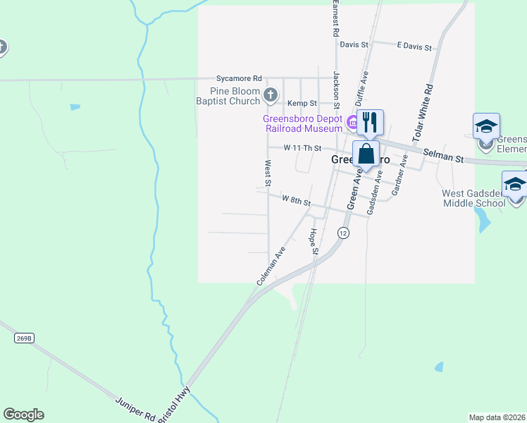 map of restaurants, bars, coffee shops, grocery stores, and more near 186 West 8th Street in Greensboro