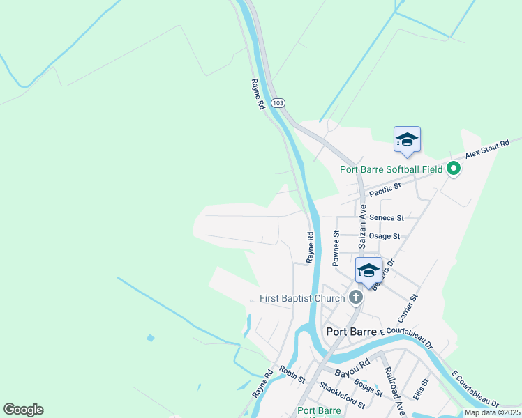 map of restaurants, bars, coffee shops, grocery stores, and more near 184 Bellanise Road in Port Barre