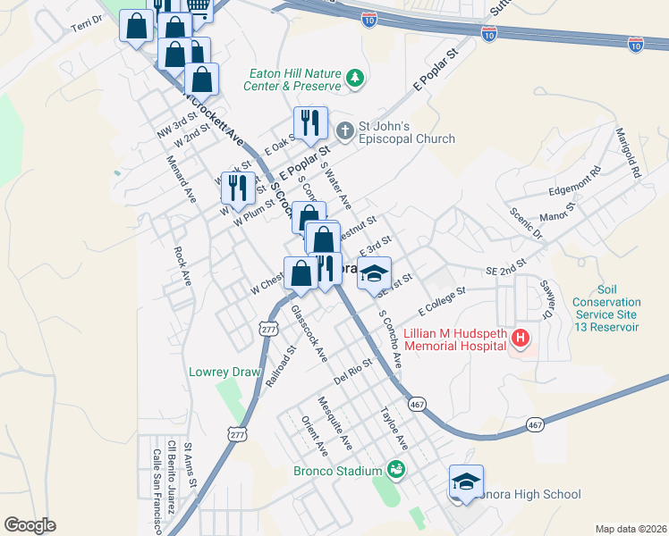map of restaurants, bars, coffee shops, grocery stores, and more near in Sonora