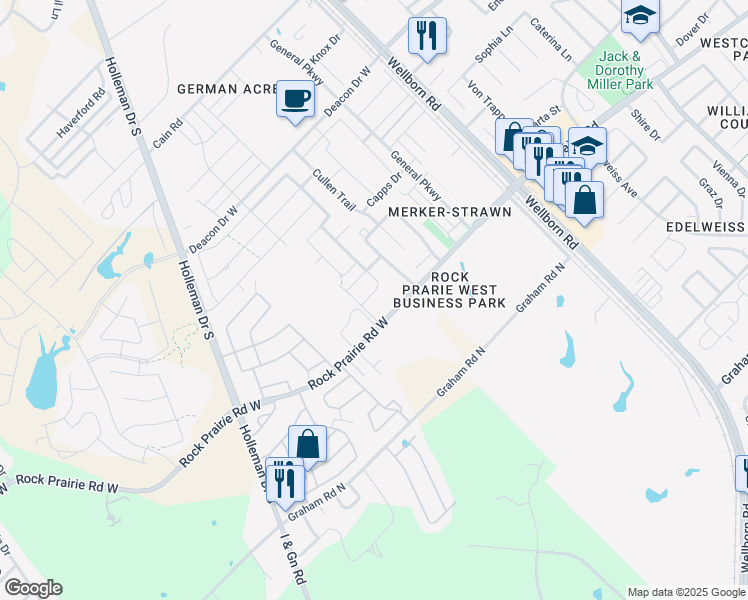 map of restaurants, bars, coffee shops, grocery stores, and more near 3525 Summerway Drive in College Station