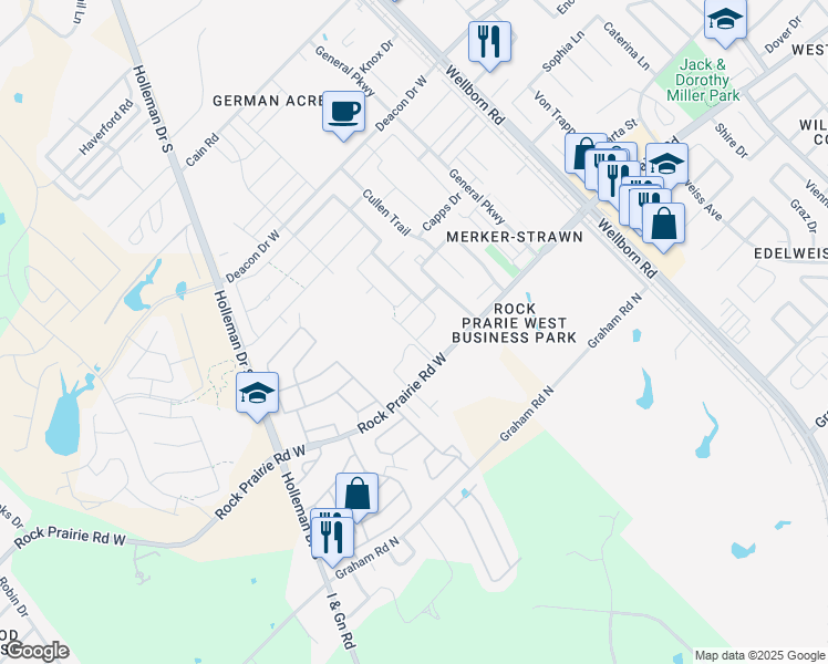 map of restaurants, bars, coffee shops, grocery stores, and more near 3536 Summerway Drive in College Station