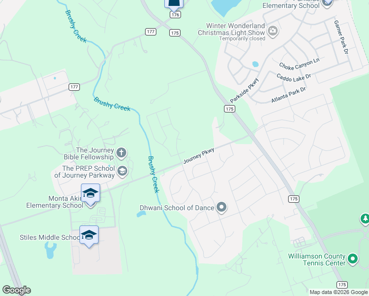 map of restaurants, bars, coffee shops, grocery stores, and more near 500 Journey Parkway in Leander
