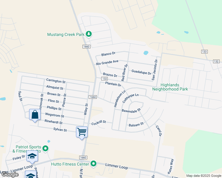 map of restaurants, bars, coffee shops, grocery stores, and more near 1011 Coconut Cove in Hutto