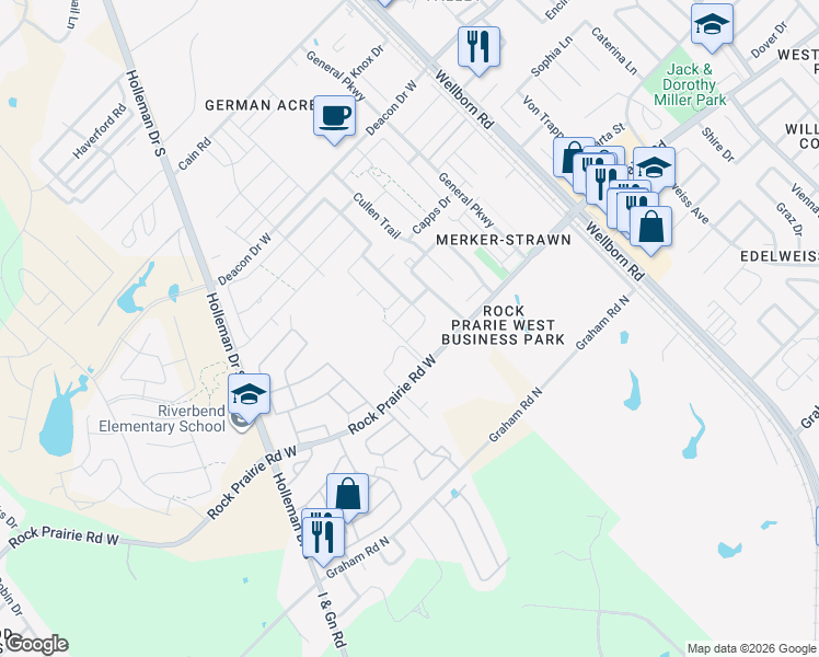map of restaurants, bars, coffee shops, grocery stores, and more near 3536 Summerway Drive in College Station