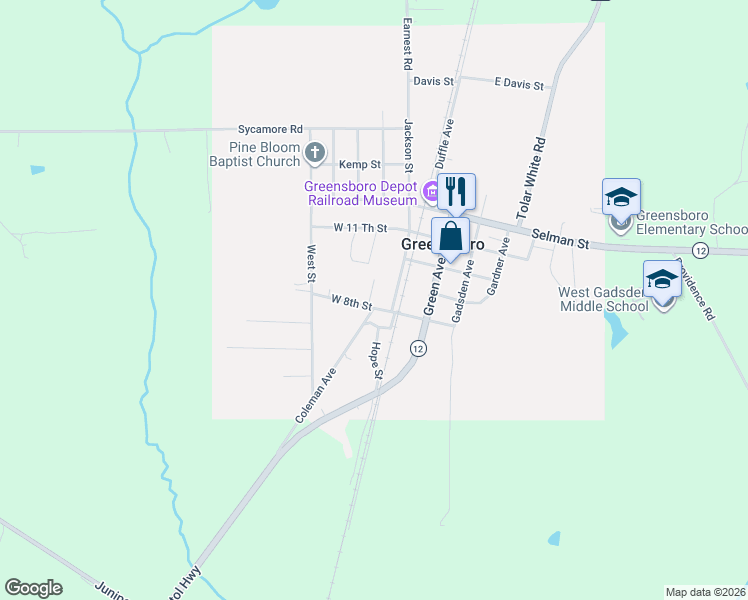 map of restaurants, bars, coffee shops, grocery stores, and more near 262 Coleman Avenue in Greensboro