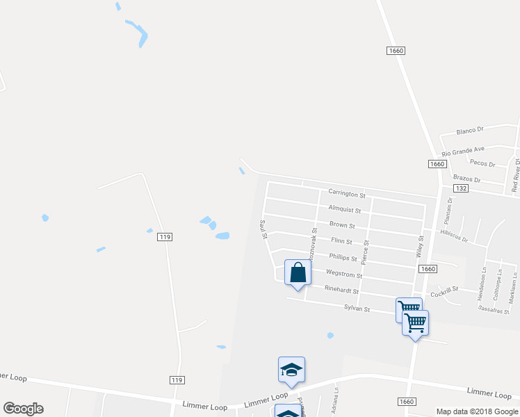 map of restaurants, bars, coffee shops, grocery stores, and more near 503 Saul Street in Hutto